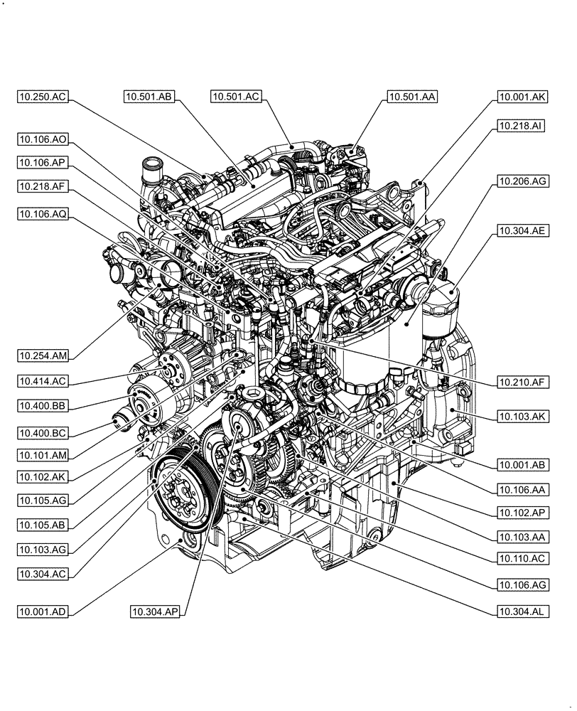 Схема запчастей Case IH F5DFL413H A015 - (10.000.00) - SECTION INDEX - ENGINE (10) - ENGINE