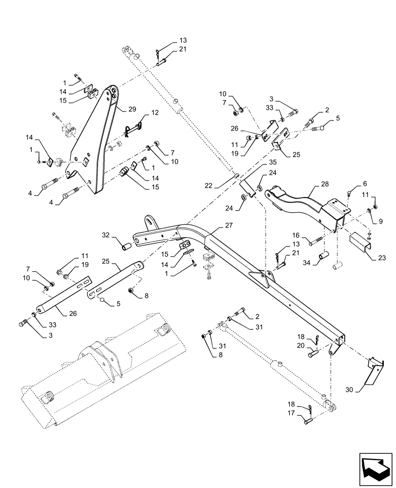 Схема запчастей Case IH DH363 - (58.101.AQ[01]) - REEL, ARM ASSY, CENTER, SPLIT, 36FT, 40FT (58) - ATTACHMENTS/HEADERS