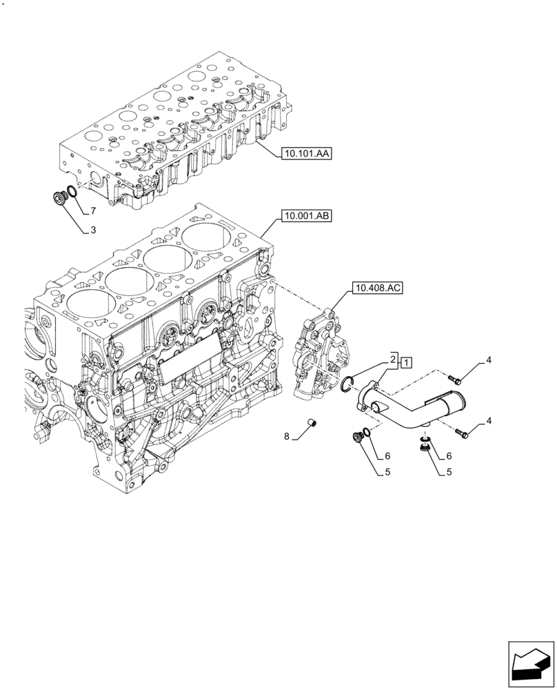 Схема запчастей Case IH F5DFL463B F007 - (10.400.AQ) - RADIATOR HOSE (10) - ENGINE