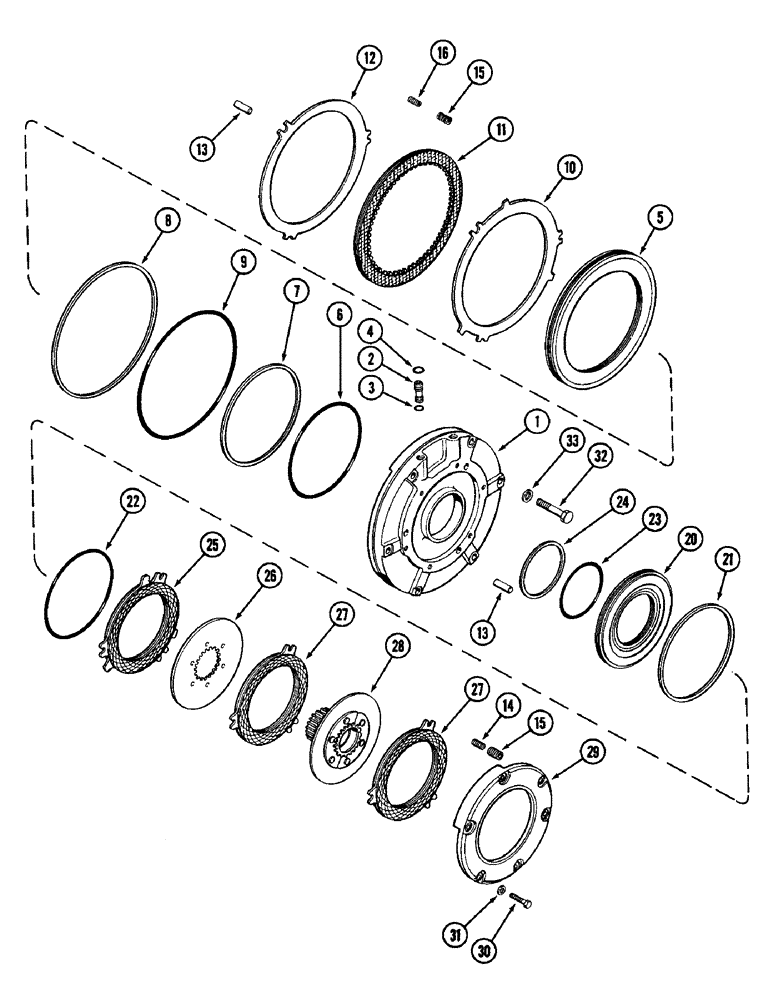 Схема запчастей Case IH 1896 - (6-166) - POWER SHIFT TRANSMISSION, (C1) AND (C4) CLUTCHES (06) - POWER TRAIN