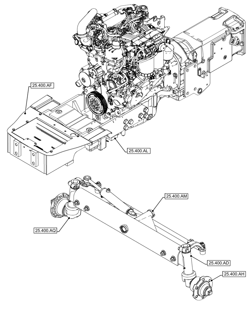 Схема запчастей Case IH FARMALL 65C - (25.000.00[02]) - SECTION INDEX - FRONT MECHANICAL DRIVE (25) - FRONT AXLE SYSTEM