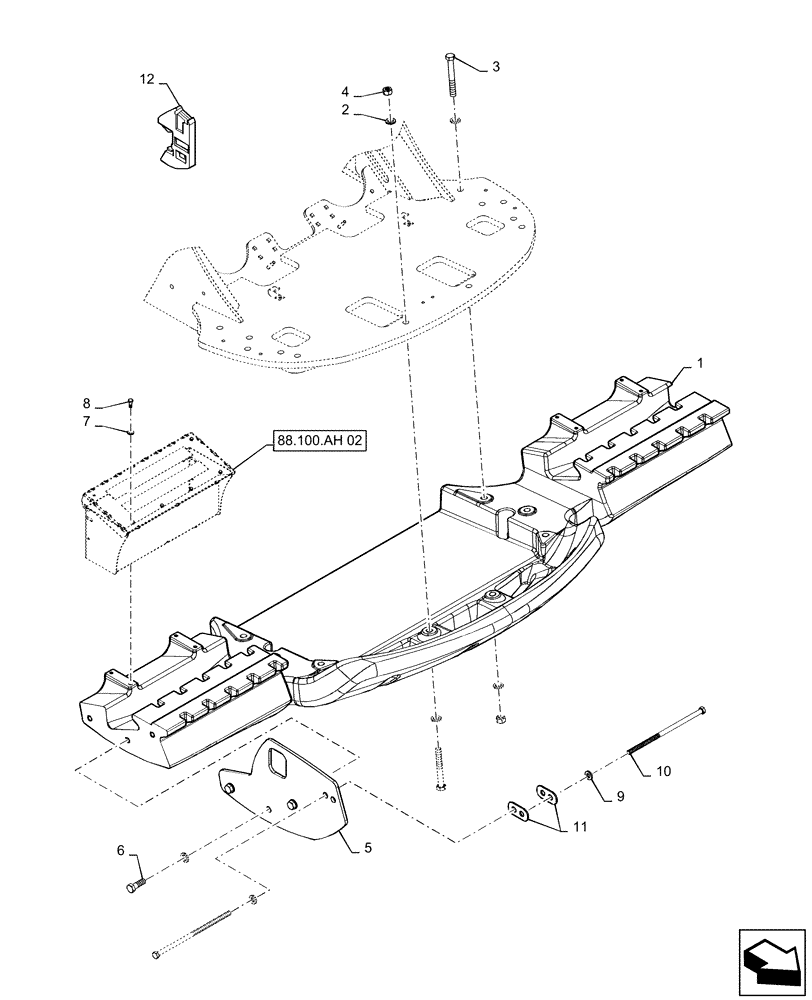 Схема запчастей Case IH STEIGER 540 - (39.140.AF[03]) - FRONT WEIGHT CARRIER (39) - FRAMES AND BALLASTING
