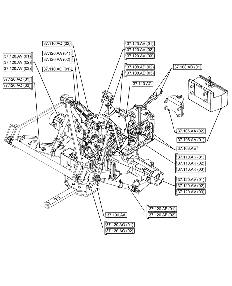 Схема запчастей Case IH FARMALL 65C - (37.000.00) - SECTION INDEX - HITCHES, DRAWBARS AND IMPLEMENT COUPLING (37) - HITCHES, DRAWBARS & IMPLEMENT COUPLINGS
