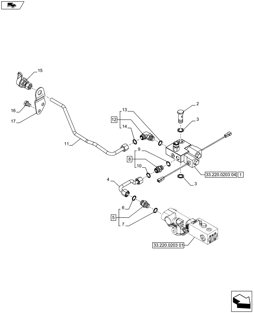 Схема запчастей Case IH PUMA 200 - (33.220.0203[02]) - ABS SYSTEM - HYDRAULIC TRAILER BRAKE (ITALY) - BRAKING SYSTEM (VAR.743980 / 720418) (33) - BRAKES & CONTROLS