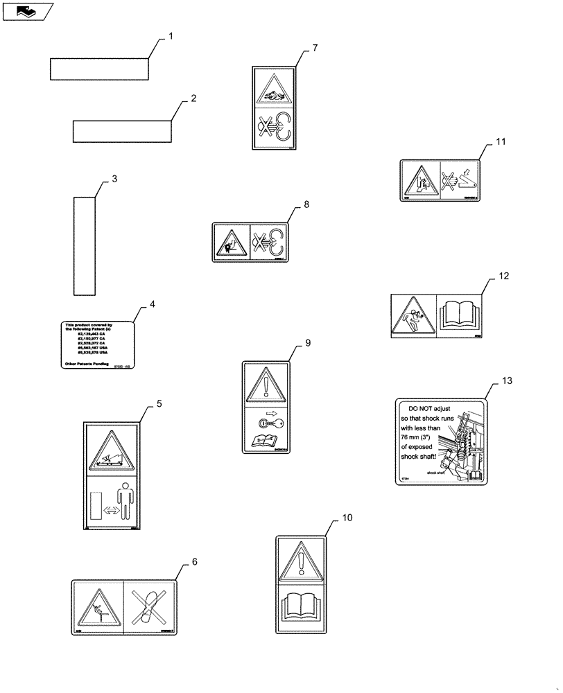 Схема запчастей Case IH DH303 - (90.108.AC) - DECALS, SAFETY, 30FT, 36FT, 40FT (90) - PLATFORM, CAB, BODYWORK AND DECALS