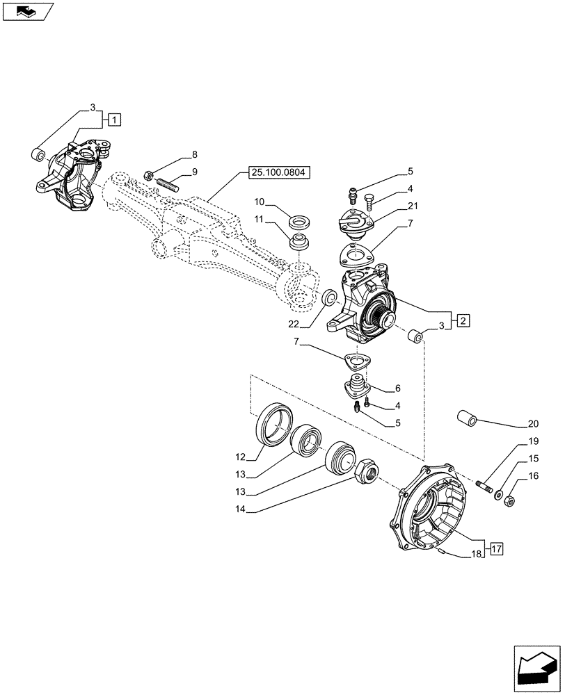 Схема запчастей Case IH PUMA 200 - (25.108.0104) - WHEEL HUB AND STEERING KNUCKLE (25) - FRONT AXLE SYSTEM