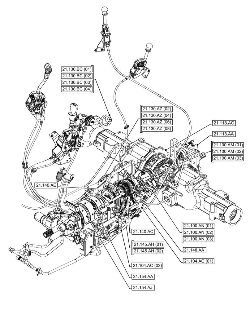 Схема запчастей Case IH FARMALL 75C - (21.000.00[02]) - SECTION INDEX - TRANSMISSION (21) - TRANSMISSION