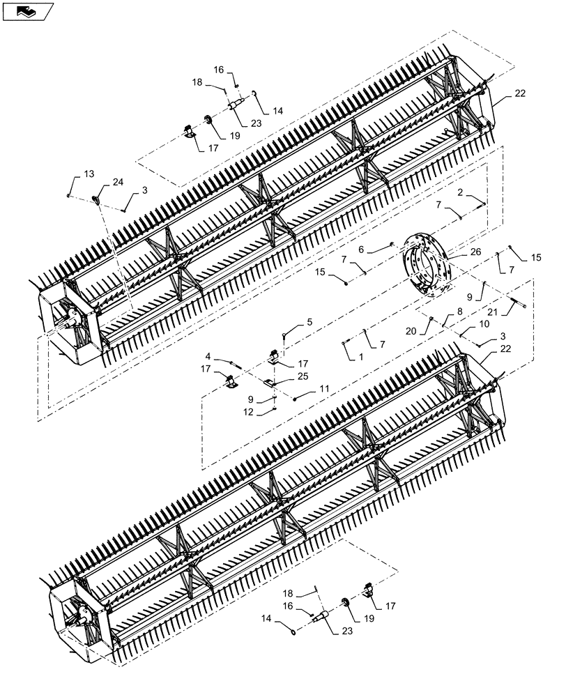 Схема запчастей Case IH DH253 - (58.101.AM[01]) - UII REEL, SPLIT, W/PLASTIC FINGERS, 6-BAT (58) - ATTACHMENTS/HEADERS