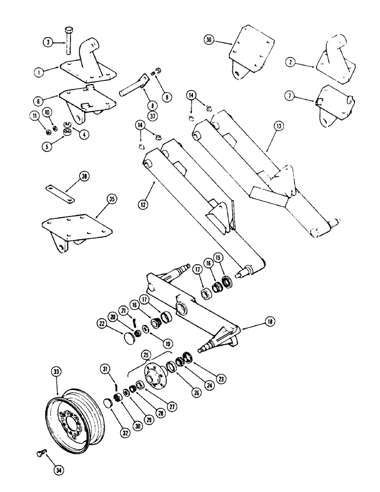 Схема запчастей Case IH 513V - (23A) - GAUGE WHEEL, HYDRAULIC, SERIAL NUMBER 1634813 THRU SERIAL NUMBER 1637399, WILTON HUB, W888 