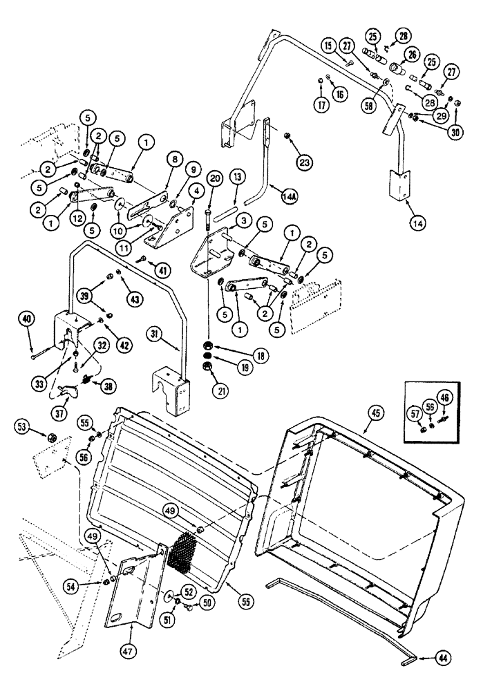 Схема запчастей Case IH 7210 - (9-038) - HOOD SUPPORTS, HINGE AND LATCH AND LOWER GRILLE, TRACTOR P.I.N. JJA0064978 AND AFTER (09) - CHASSIS/ATTACHMENTS