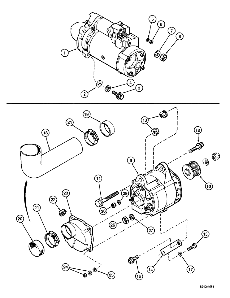 Схема запчастей Case IH 2166 - (4-56) - STARTER AND ALTERNATOR MOUNTING, STARTER MOUNTING (06) - ELECTRICAL