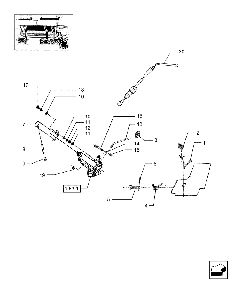 Схема запчастей Case IH JX65 - (1.92.0[01]) - CAB - THROTTLE CONTROL - PEDAL (10) - OPERATORS PLATFORM/CAB