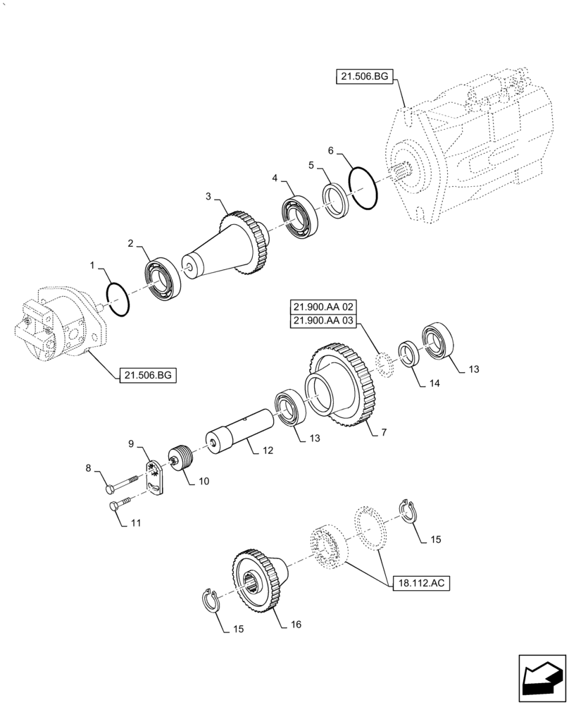 Схема запчастей Case IH PUMA1854 - (21.900.AA[01]) - PUMPS FOR HYDRAULIC SYSTEM AND LIFT - DRIVING GEARS SHA-T-CI68-C-SHA TRY OVERPASS (21) - TRANSMISSION