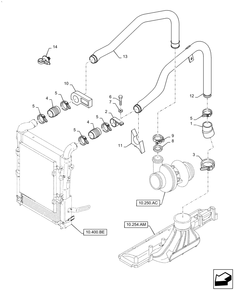 Схема запчастей Case IH PUMA 2304 - (10.408.AB) - INTERCOOLER, CONDENSER - PIPE (10) - ENGINE