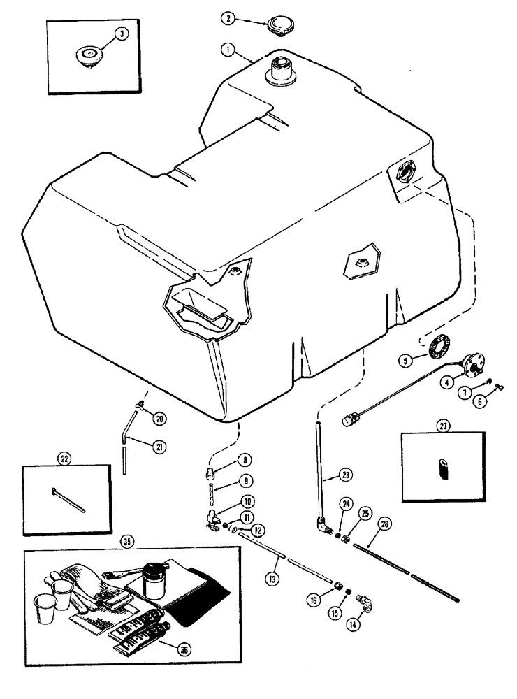 Схема запчастей Case IH 1370 - (043A) - FUEL TANK AND LINES, 504BDT, DIESEL ENGINE, NYLON MATERIAL, USED PRIOR TO TRACTOR S/N 8715153 (03) - FUEL SYSTEM