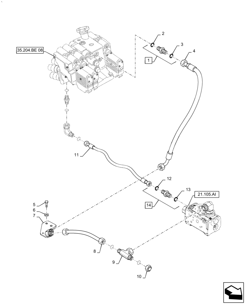 Схема запчастей Case IH PUMA1854 - (35.100.AR[02]) - LIFTER LINES VALVES LOAD SENSE LINE (35) - HYDRAULIC SYSTEMS