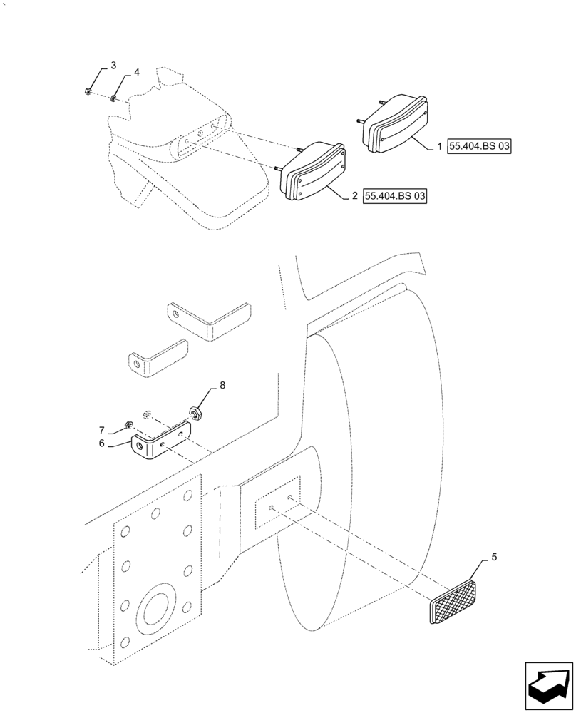Схема запчастей Case IH PUMA1654 - (55.404.BS[01]) - REAR LAMP, REFLECTOR (55) - ELECTRICAL SYSTEMS