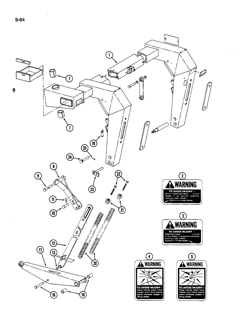 Схема запчастей Case IH 1190 - (9-064) - CARRIER FRAME, 1190 MOWER CONDITIONER (03) - CHASSIS/MOUNTED EQUIPMENT