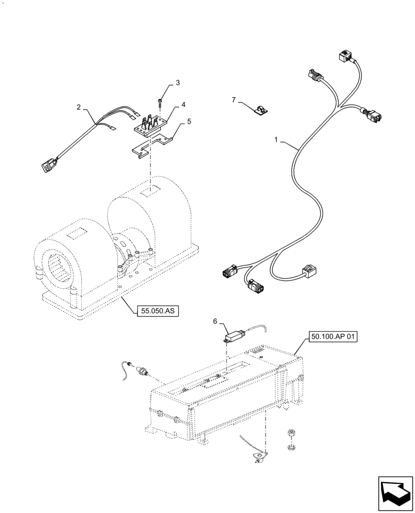 Схема запчастей Case IH PUMA 2304 - (55.050.AL[01]) - AIR CONDITIONING CABLES AND RELATED PARTS (55) - ELECTRICAL SYSTEMS