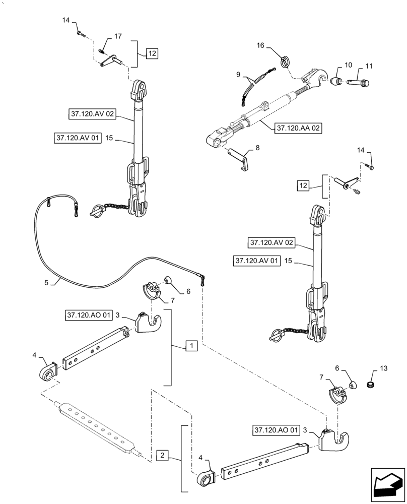 Схема запчастей Case IH PUMA1804 - (35.120.AA[01]) - IMPLEMENT CARRIER (35) - HYDRAULIC SYSTEMS