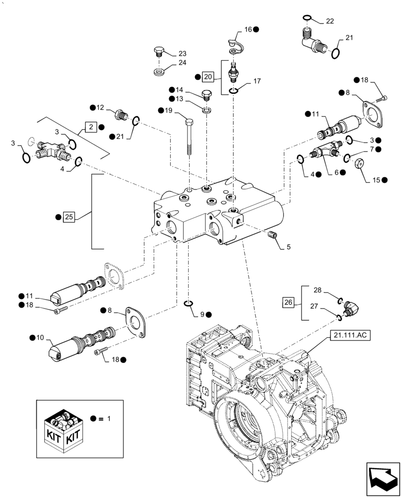 Схема запчастей Case IH PUMA 2304 - (35.204.BE[04]) - REMOTE CONTROL VALVE, PTO, CLUTCH (35) - HYDRAULIC SYSTEMS