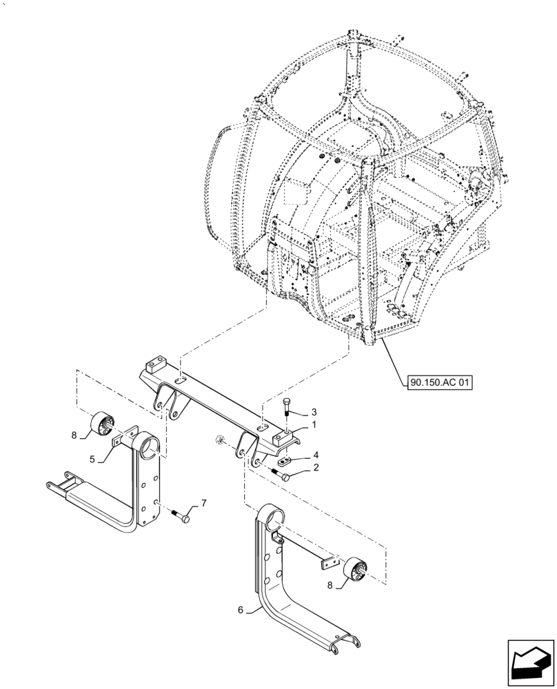 Схема запчастей Case IH PUMA1854 - (90.150.BB[02]) - MECHANICAL SUSPENSION, CAB SUPPORT (90) - PLATFORM, CAB, BODYWORK AND DECALS