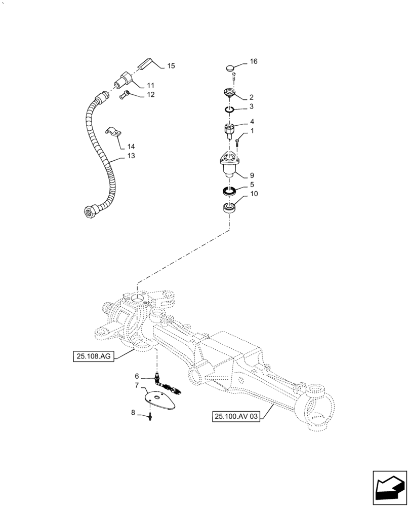 Схема запчастей Case IH PUMA 2304 - (55.047.AA) - FRONT AXLE STEERING SENSOR AND RELATED PARTS (55) - ELECTRICAL SYSTEMS