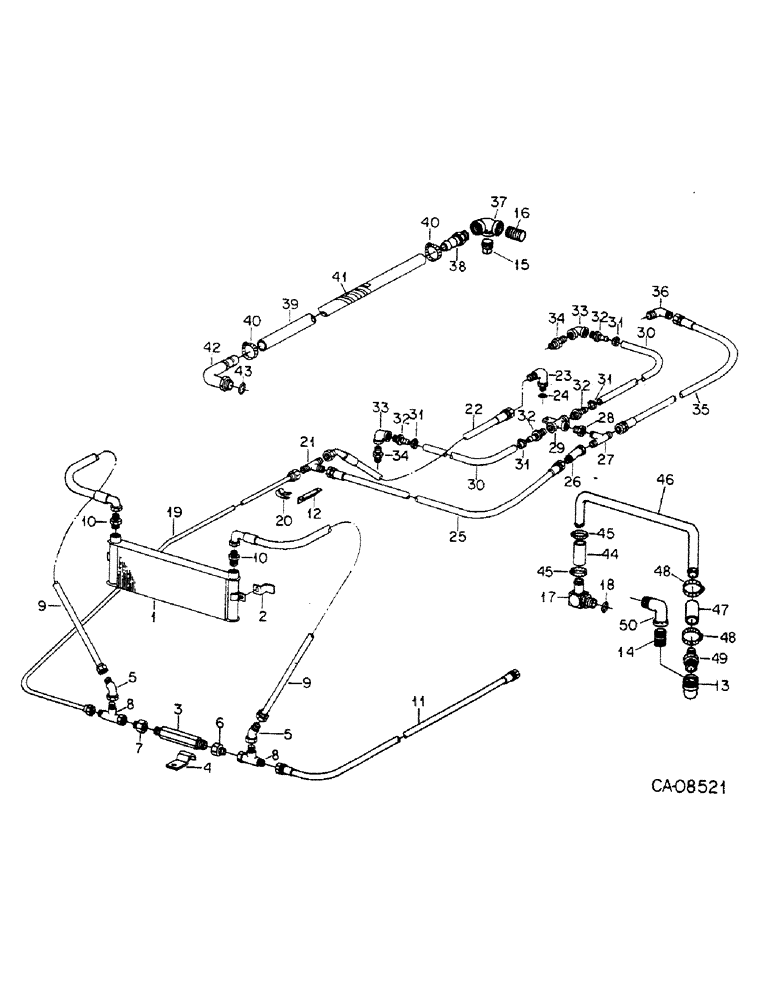 Схема запчастей Case IH 4386 - (10-20) - HYDRAULICS, OIL COOLER AND TRANSMISSION CONNECTIONS, 4386 TRACTORS WITH SERIAL NO. 1500 AND BELOW (07) - HYDRAULICS