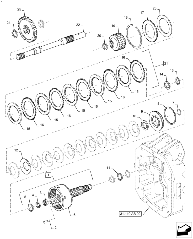 Схема запчастей Case IH PUMA 2304 - (31.110.AK[01]) - PTO, CLUTCH (31) - IMPLEMENT POWER TAKE OFF