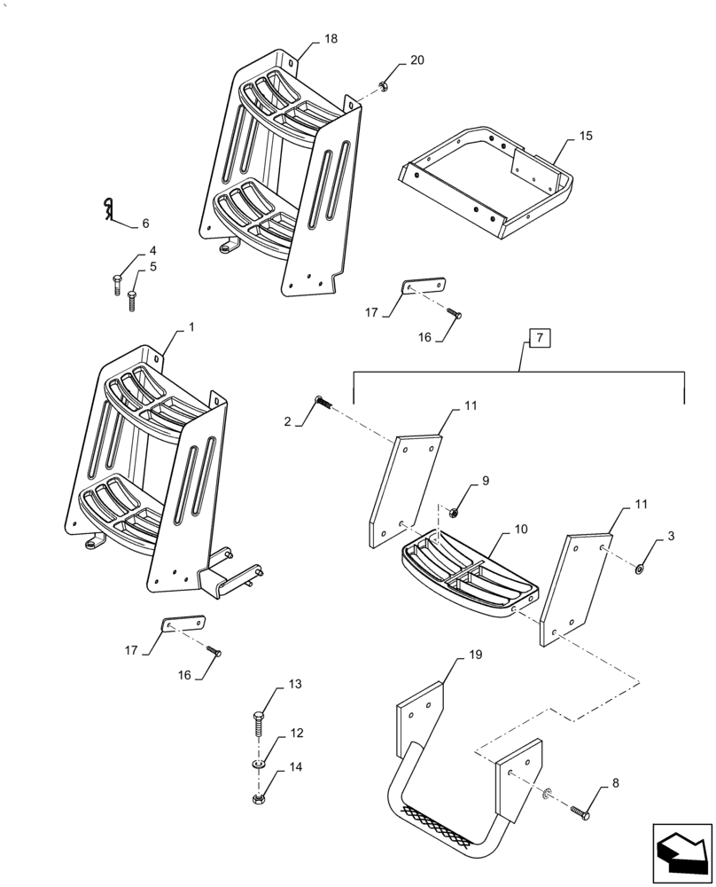 Схема запчастей Case IH PUMA1854 - (90.160.AS) - FOOT STEP (90) - PLATFORM, CAB, BODYWORK AND DECALS