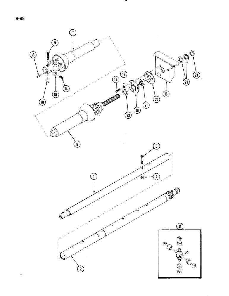 Схема запчастей Case IH 60FMS - (9-098) - PTO DRIVE SHAFT, 60FMS MOWER (03) - CHASSIS/MOUNTED EQUIPMENT