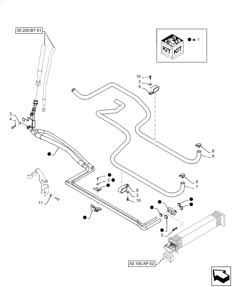 Схема запчастей Case IH PUMA1854 - (50.200.BY[02]) - AIR CONDITIONING SYSTEM PIPES (50) - CAB CLIMATE CONTROL