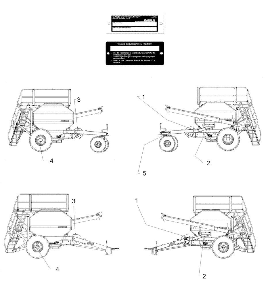 Схема запчастей Case IH ADX2180 - (E.60.A[02]) - FEATURE IDENTIFICATION NUMBER PLATES LOCATIONS E - Body and Structure