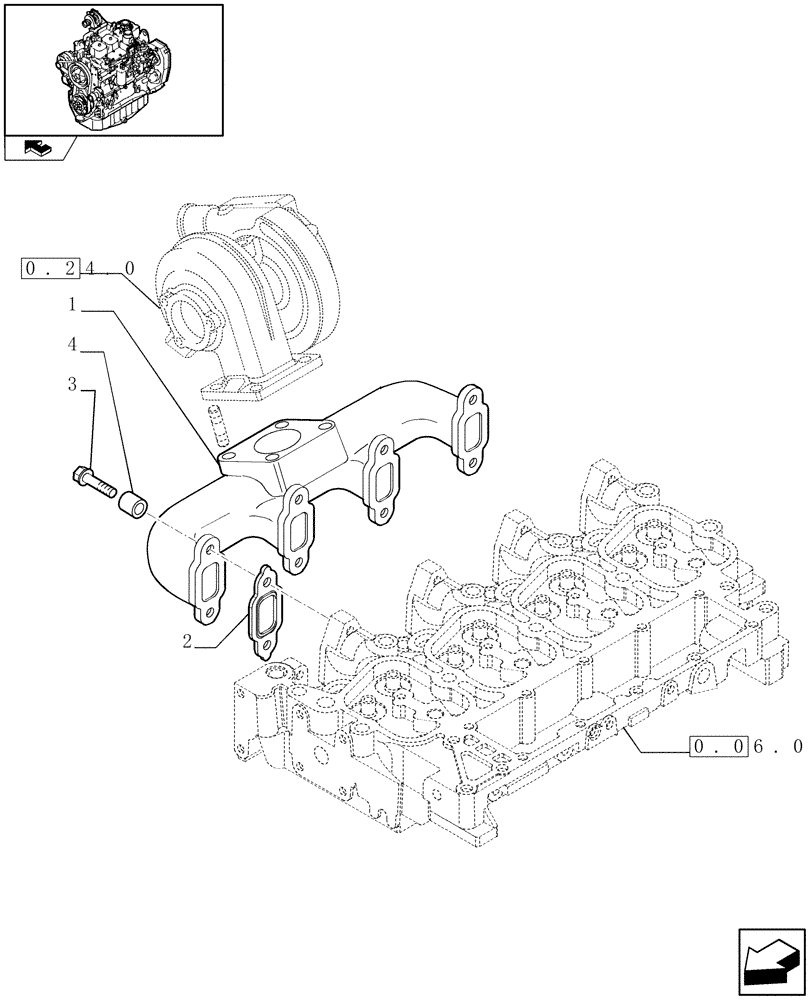 Схема запчастей Case IH F4GE9484A J600 - (0.07.7) - EXHAUST MANIFOLD (2853094) 