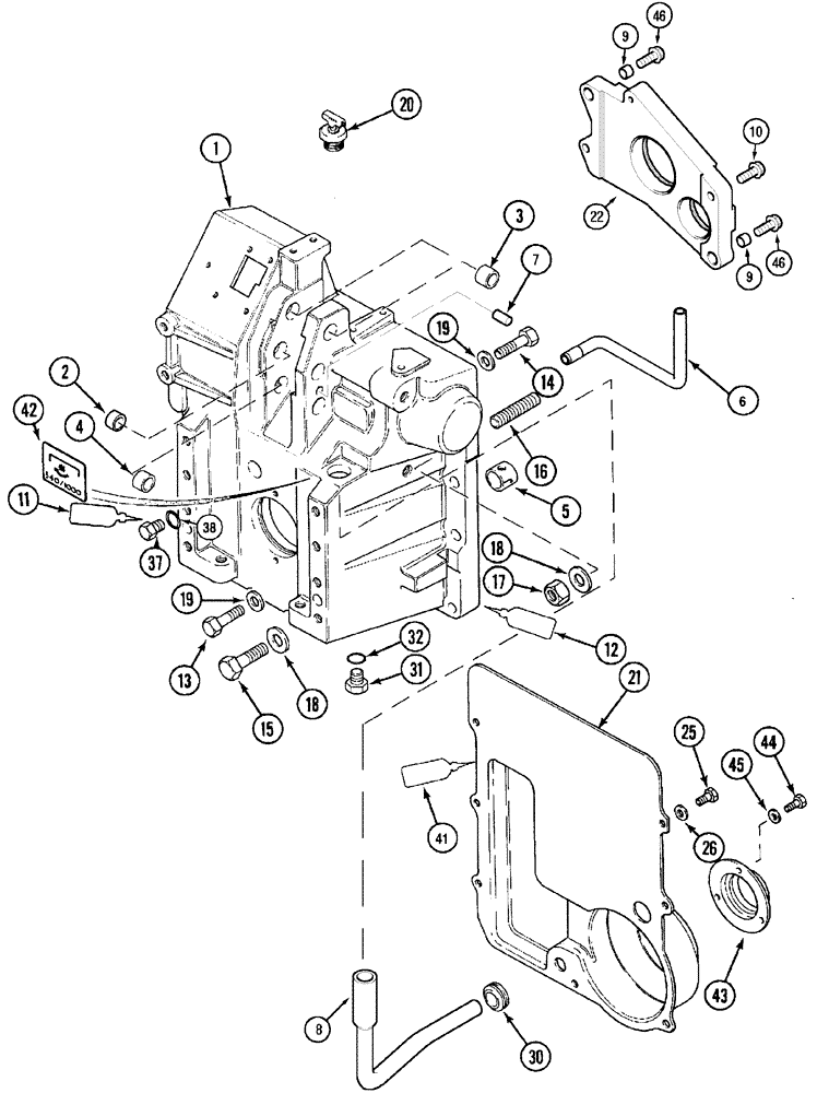 Схема запчастей Case IH MX120 - (06-28) - P.T.O. HOUSING AND OIL BAFFLE (06) - POWER TRAIN