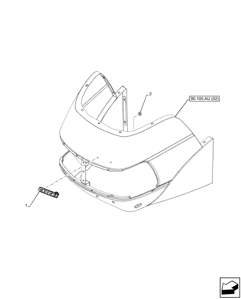 Схема запчастей Case IH FARMALL 75C - (90.108.AD) - EMBLEM, HOOD, CASE IH (90) - PLATFORM, CAB, BODYWORK AND DECALS