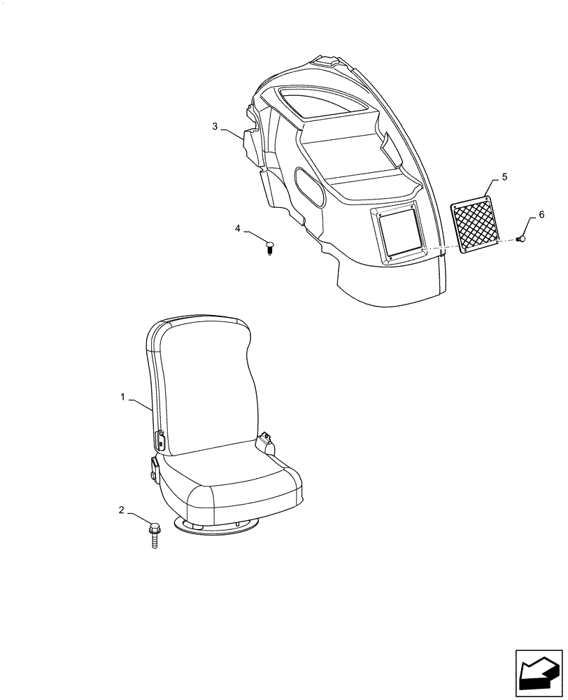 Схема запчастей Case IH PUMA 2304 - (90.120.AD[04]) - (VAR.066/1-685), PASSENGER SEAT (90) - PLATFORM, CAB, BODYWORK AND DECALS