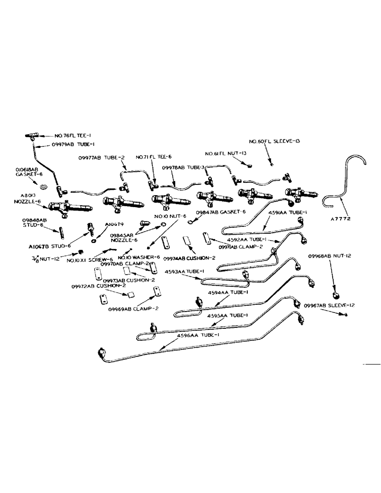 Схема запчастей Case IH 900 - (020) - DIESEL ENGINE, FUEL INJECTOR NOZZLES AND TUBES, PRIOR TO SERIAL NUMBER 8141036 (02) - ENGINE