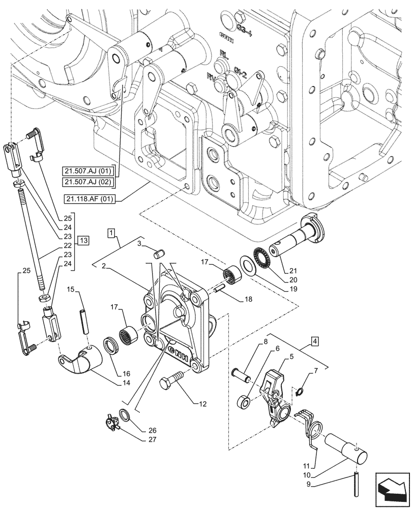 Схема запчастей Case IH FARMALL 105C - (33.110.AP) - VAR - 743551 - PARKING BRAKE, CONTROL LEVER (33) - BRAKES & CONTROLS
