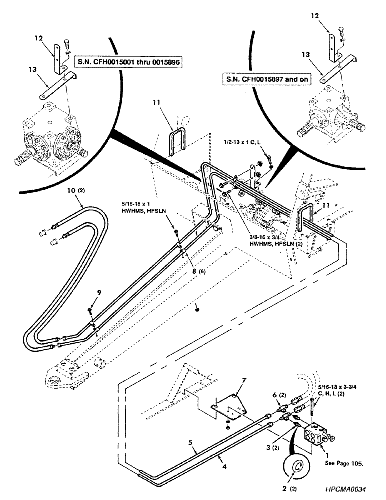 Схема запчастей Case IH 8450 - (094) - HYDRAULIC ASSEMBLY, PRIMARY TO VALVE WITHOUT KICKER EJECTOR, SERIAL NUMBER CFH0015275 AND ON (07) - HYDRAULICS