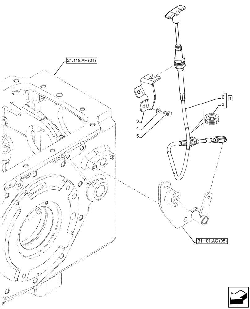 Схема запчастей Case IH FARMALL 105C - (31.101.AC [07]) - VAR - 743566 - PTO EXTERNAL CONTROL LEVER, W/O CAB (540/540E RPM) (31) - IMPLEMENT POWER TAKE OFF