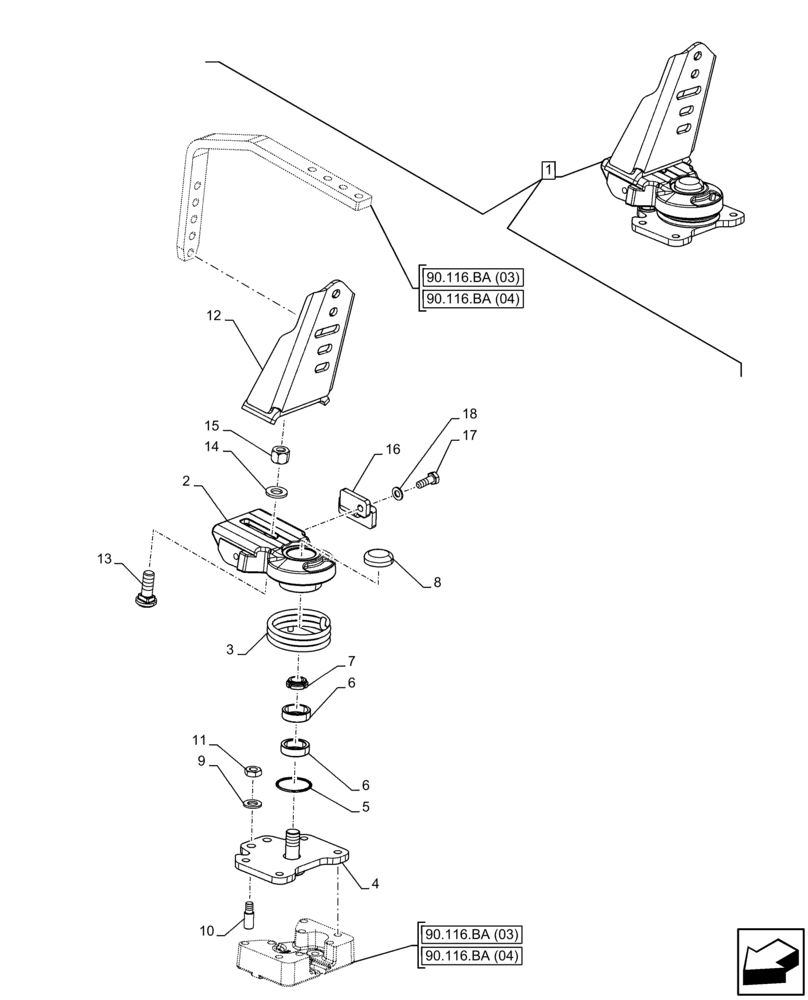 Схема запчастей Case IH FARMALL 75C - (90.116.BA [02]) - VAR - 330486, 338486, 744674 - DYNAMIC FRONT FENDER, SUPPORT (90) - PLATFORM, CAB, BODYWORK AND DECALS