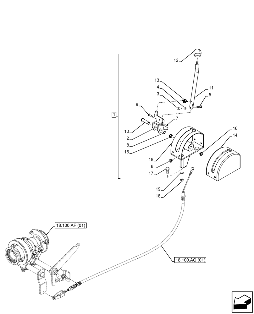 Схема запчастей Case IH FARMALL 85C - (18.100.AN[01]) - VAR - 743565, 743566, 743594 - PTO CLUTCH, CONTROL LEVER, W/O CAB (18) - CLUTCH
