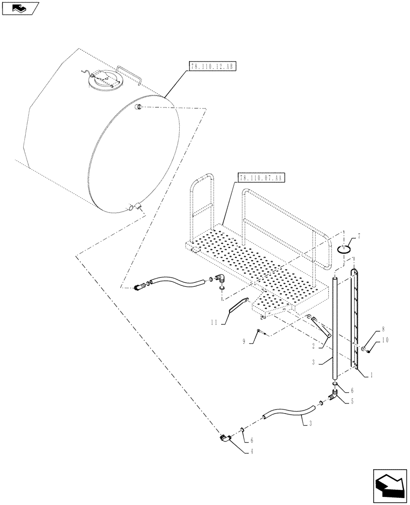 Схема запчастей Case IH 610 - (78.110.12.BB) - 2000 GALLON TANK SIGHT GAUGE (78) - SPRAYING
