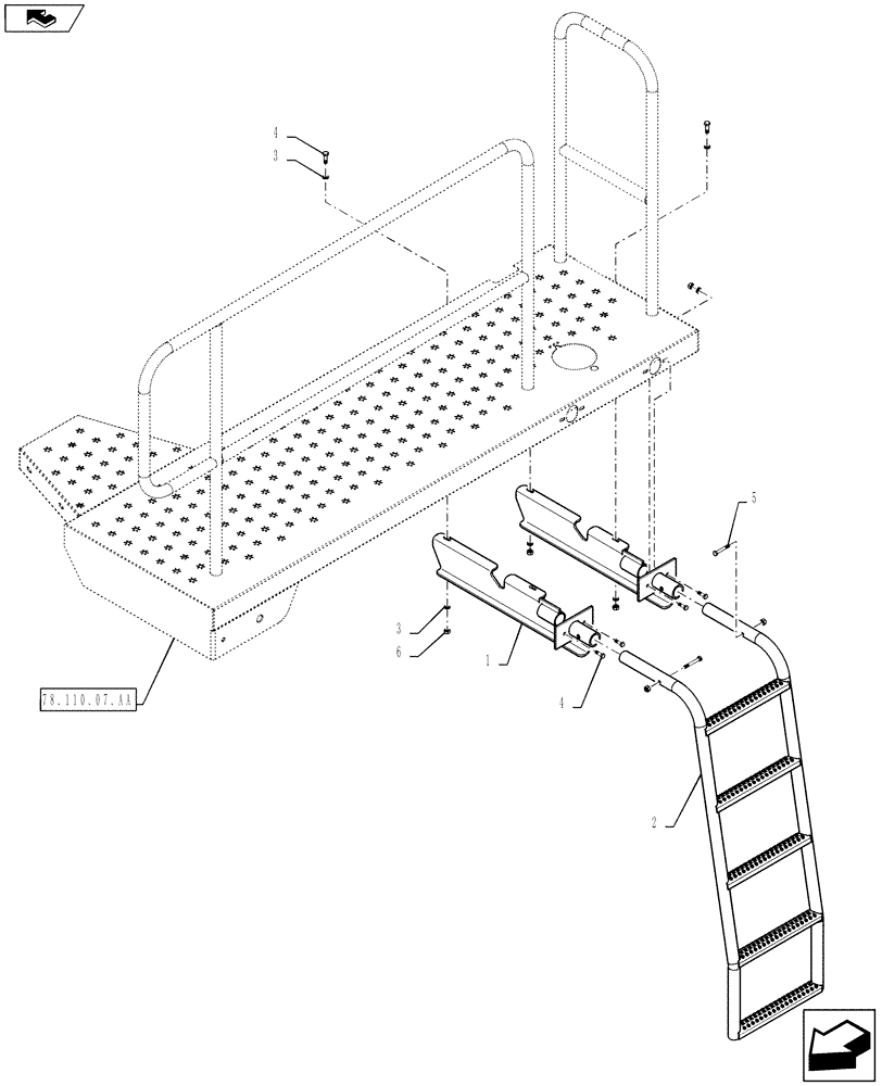 Схема запчастей Case IH 610 - (78.110.06.AA) - REAR LADDER (78) - SPRAYING
