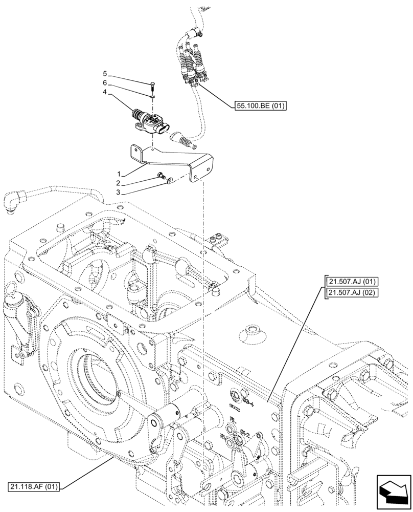 Схема запчастей Case IH FARMALL 105C - (55.031.AC[01]) - VAR - 743551 - PARK BRAKE SWITCH (55) - ELECTRICAL SYSTEMS