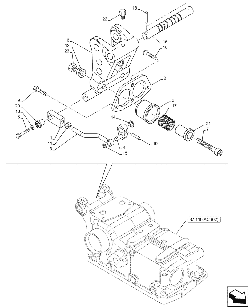 Схема запчастей Case IH FARMALL 75C - (37.110.AQ[02]) - VAR - 390831, 743595, 743596 - HYDRAULIC LIFT, SUPPORT (37) - HITCHES, DRAWBARS & IMPLEMENT COUPLINGS