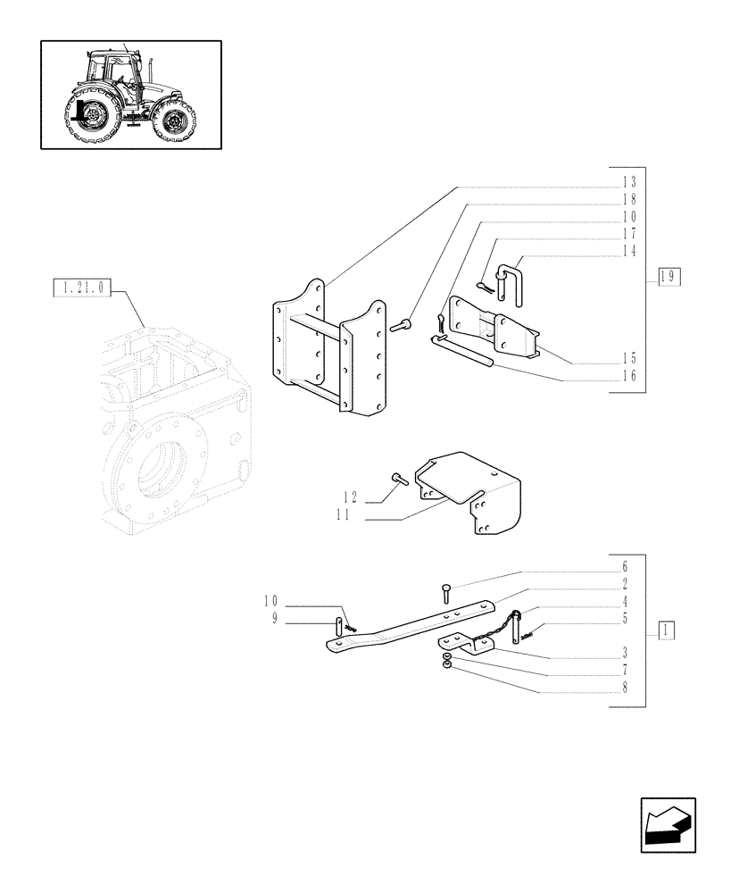 Схема запчастей Case IH JX60 - (1.89.0/04) - (VAR.953) MOBILE DRAWBAR AND SUPPORT (09) - IMPLEMENT LIFT