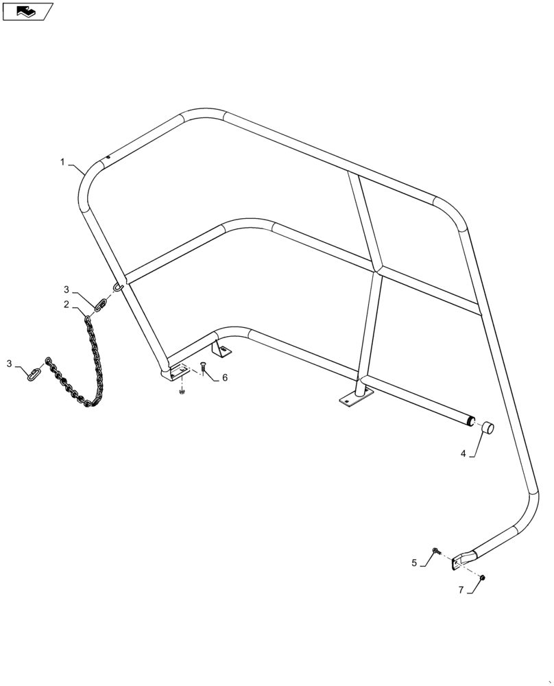 Схема запчастей Case IH 6130 - (90.118.AX[03]) - RAIL ASSY, PLATFORM, REAR (90) - PLATFORM, CAB, BODYWORK AND DECALS
