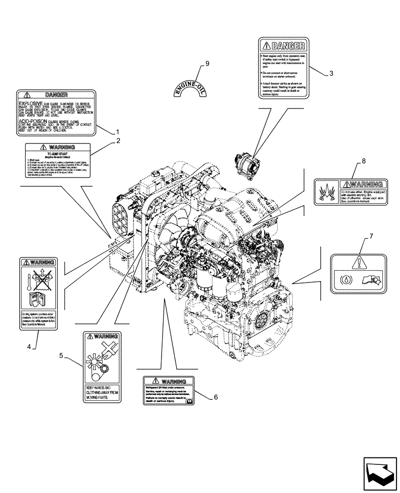 Схема запчастей Case IH FARMALL 75C - (90.108.AC[07]) - VAR - 334255, 334256, 334257 - DECALS, WARNING, CAB (90) - PLATFORM, CAB, BODYWORK AND DECALS